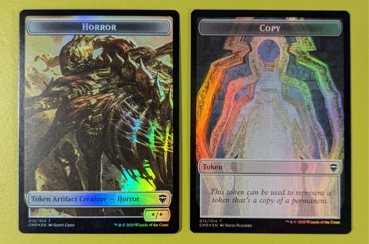 FOIL Copy & Horror Double-Sided Token x2 Commander Legends 2x MTG