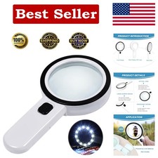 Large Double Glass Lens Magnifier with 12 LEDs   Perfect for Low Vision Needs