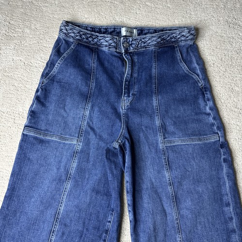 Women’s FRAME 31 High Waisted Wide Leg Crop Baggy Jean Pants Raw Hem - Picture 2 of 9