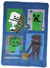 Minecraft Icons Blanket - Measures 62 x 90 inches, Kids Large Blue - Minecraft