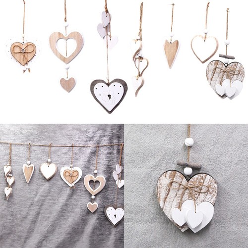 Aesthetic Wooden Hearts Pendant Set of 7 Perfect for Various Occasions - Picture 5 of 16