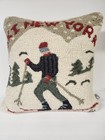 Chandler 4 Corners  Hooked Wool Pillow Ski New York  Laura Megroz  Winter