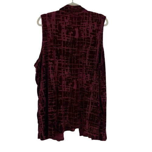 Susan Graver Maroon Velvet Sheer Long Open Vest Women's 2X Career wear Holiday - Picture 6 of 11