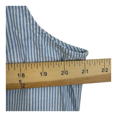 GAP Cotton Eyelet Dress Sz Large Sleeveless Babydoll Pockets Striped Blue White - Foto 7 di 8