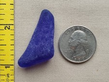 PURE BEACH SEA GLASS SURF TUMBLED COBALT BLUE LARGE OCEAN FROSTED PENDANT V4