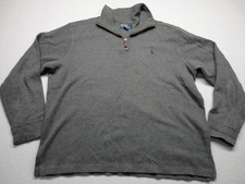 Polo By Ralph Lauren Sweater Mens Large Gray 1/4 Zip Mock Neck Knit Pullover