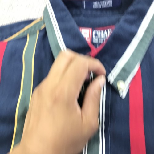 Chaps Ralph Lauren Shirt Mens Large Navy Striped Crest Logo Button Down Preppy - Picture 4 of 11
