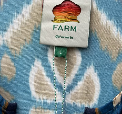 Maxi Vestido Farm Rio Azul Piña Ikat Viscosa Talla L Nuevo con Etiquetas - Imagen 3 de 9