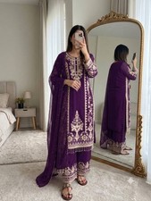New Designer Georgette Purple Kurta Palazzo With Dupatta For Wedding Party Wear