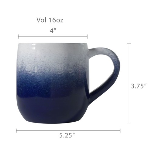 Set of 4 Large 16oz Ceramic Coffee Mugs – Stoneware Coffee Mug Tea Cup Set, 5... - Picture 4 of 9