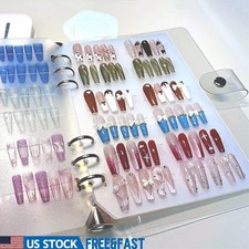 Press On Nail Storage Organizer Pages Strips Double-Sided Tape Dustproof US