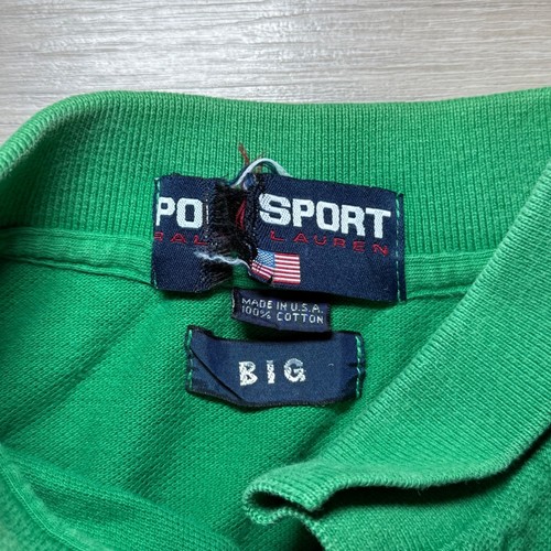Polo vintage Ralph Lauren sport grande a righe verde bianca USA MAde XL - Foto 3 di 5