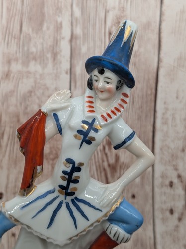 Vintage Art Deco Porcelain Powder Jar Germany Dancing Jester HTF - Picture 2 of 10