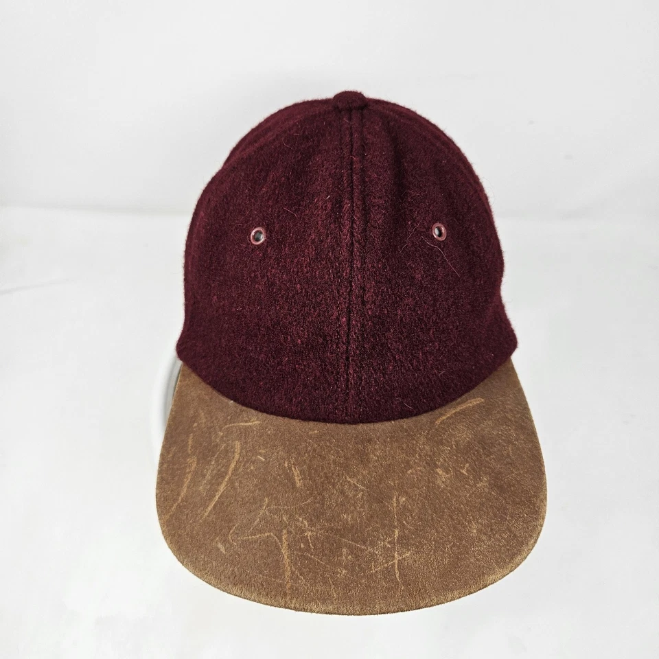 Broner Hat Cap Strap Back One Size Burgundy Brown Suede Leather Brim Buckle Mens - Image 2 of 4