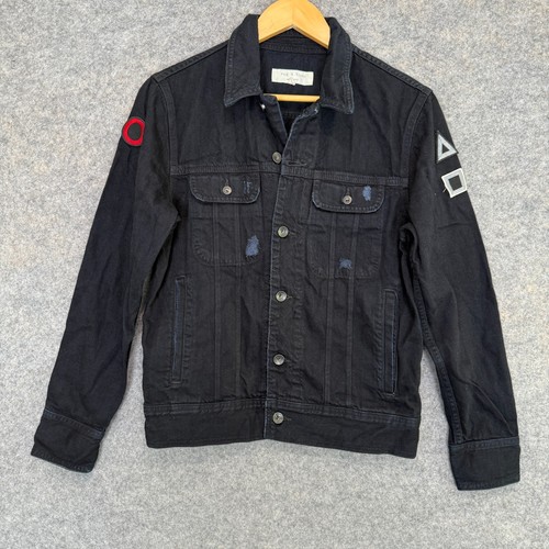 Rag & Bone x Playstation Trucker Jacket Adult XS Black Denim Embroidered Rare - Picture 1 of 14