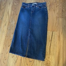 Vintage Y2K Faded Glory Denim Maxi Skirt Women  s Size 6 Stretch Modest Excellent