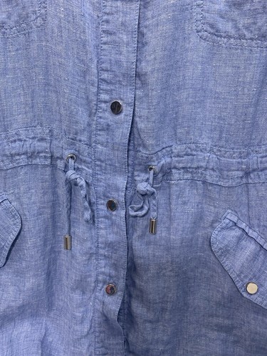 Chico’s Linen Jacket Size 4 (XXL 20/22) Light Blue Pockets Casual Beach Comfy - Picture 3 of 13