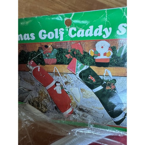 Vintage Rare Golf Fan Christmas Stocking Golf Bag 19” X 6” Red & White Zipper - Picture 3 of 7