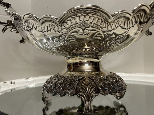 Ornate Vtg Oval Silver Plate Centerpiece Fruit Bowl Compote Russian Stunning 19” - Picture 14 of 18