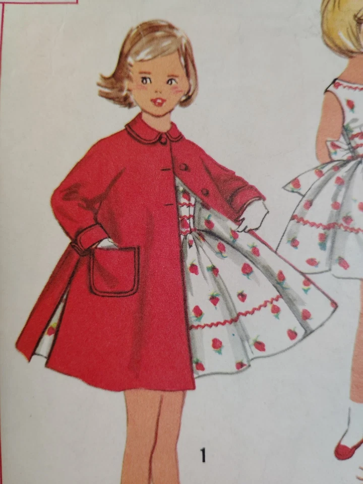 Simplicity 1936 Dress Coat Sewing Pattern Girls 4 4T Fit Flare Easy VTG Short - Image 3 of 4