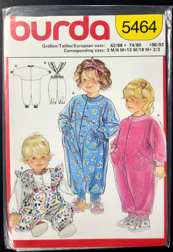 UC Burda 5464 Pattern Baby Toddler Romper Pajamas Sleeper Bibbed Overalls - Picture 2 of 4