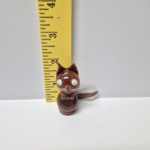 Vintage Glas Katze Figur Handarbeit Miniatur Mid Century Kunst 2 cm seltsam Unikat - Bild 8 von 10
