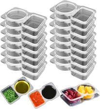15PCS Reusable Snack Containers with Lids, 2-Compartment Meal Prep Boxes