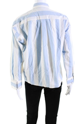 J Crew Collection Womens Cotton Striped Button Down Shirt Top Blue White Size 0 - Picture 3 of 4