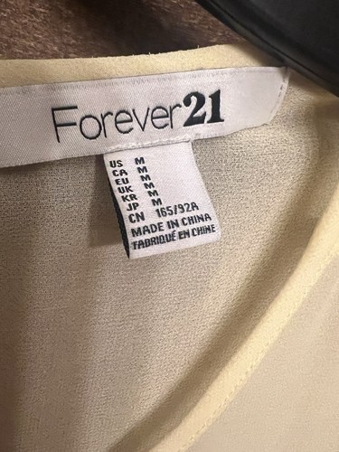 Forever 21 Women’s Medium Yellow Sleeveless Sheer Blouse Top Shirt - Picture 2 of 3