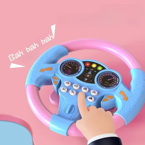 Kids Simulation Steering Wheel Toy Flash Lights Music Sound Car Seat Activity - Picture 4 of 20