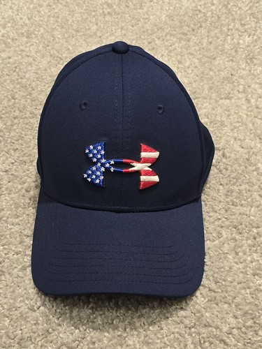 Under Armour USA Herren Freedom Blitzing Navy Blau Classic Fitted Cap Mütze S/M