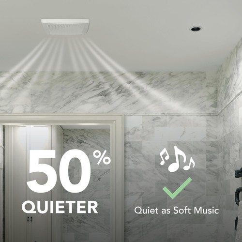 ® Bathroom Exhaust Fan, 50 CFM Modern Grille, Energy Star Fan, 2.0 Sones - Picture 5 of 6