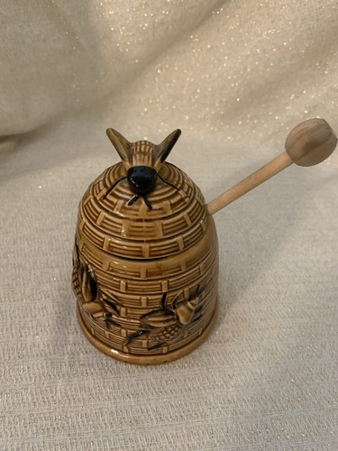 Vintage Bee Hive Honey Jar & Wood Dipper - Bild 7 von 21