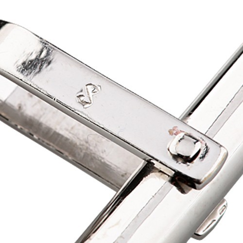 14k White Gold & Onyx Rectangular Bordered Cuff Links - Picture 4 of 4