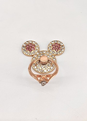Disney Mickey Ears Cell Phone Ring Stand ~ Rose Gold Tone & Pink Faux Gems NEW - Photo 6 sur 6