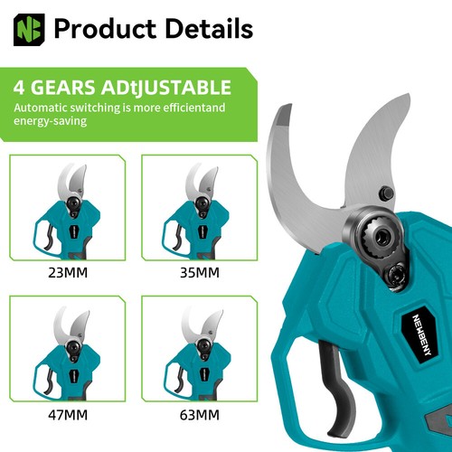 Electric Pruning Shears 45mm 2 Battery Power Cordless Secateurs Garden Pruners - Picture 4 of 10