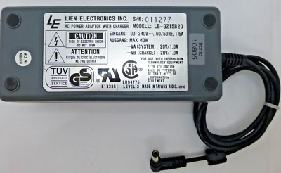 Lien Electronics LE-9215B20 Netzteil 20V= MAX 2A 40W Hohlst. 5,5mm *2,5mm Laptop