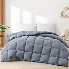 Dark Grey Oversized Down Feather Comforter Moisture-wicking Cozy , King or Queen