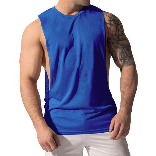 New men's vest muscle men's sports casual solid color men's sleeveless T-shirt - Picture 7 of 35