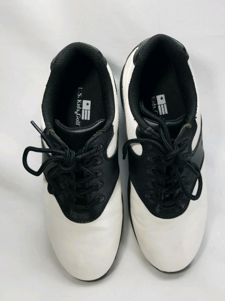 EE. UU. Zapatos de golf KIDS GOLF blancos y negros clásicos estilo silla de montar talla 6Y  Foto 4 de 4