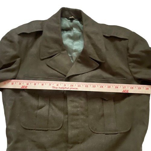 Vintage Military Style Olive Green Wool Jacket - Picture 3 of 10