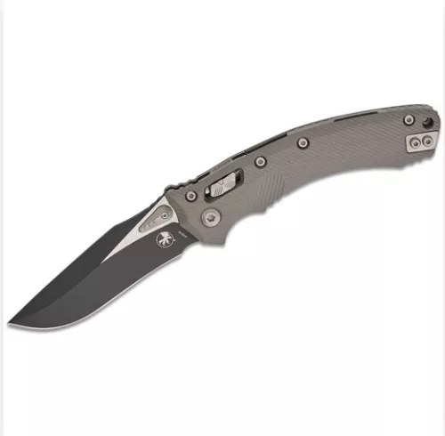 Microtech Amphibian Ram-lok, Natural Clear Fluted Aluminum, Black Blade, Rare