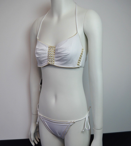 LA PERLA Sequin Embellished Bikini Swimsuit Black Soft S C 42 6 US White Gold - Picture 16 of 16