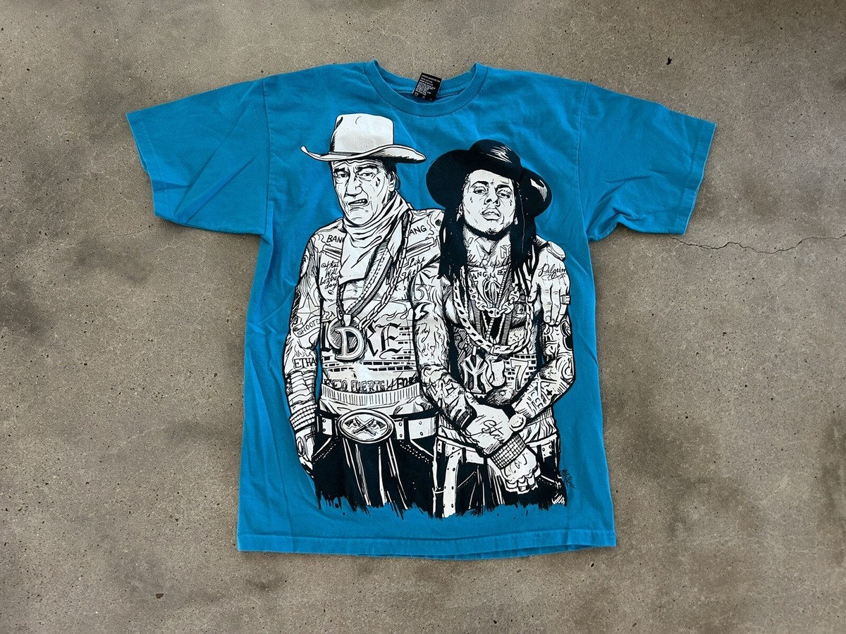 Upper Playground John Wayne and Lil Wayne Graphic Tee Blue