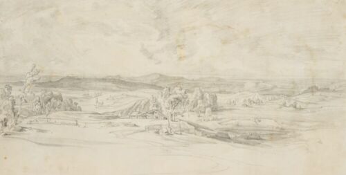 C. METZ (1823-1895), Landschaft im Voralpenland, Bleistift Romantik Landschaft - Bild 1 von 4