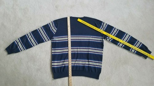 NWOT LyIe and Scott 100% Cotton Crew Neck Navy Sweater multi color striped XL - Picture 5 of 7