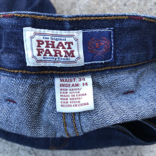Vintage Phat Farm Shorts Adult Blue Baggy Embroidered Skate 90s Hip Hop Y2K - Picture 9 of 12