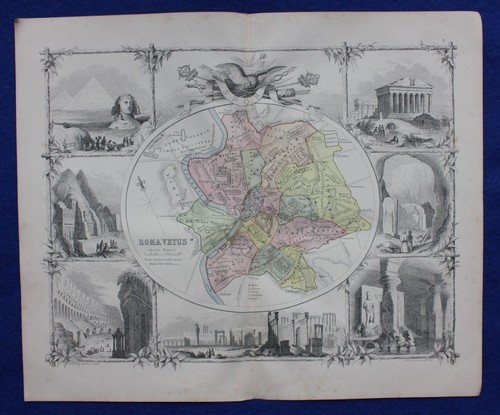 Mapa antiguo original ROMA ANTIGUA, 'ROMA VETUS', W. & A.K. Johnston, c.1864 - Imagen 1 de 7