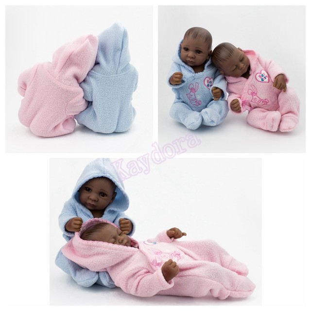10/"African American Dolls Twins Full Silicone Vinyl Newborn Baby Black Baby Doll