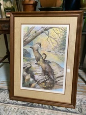 Ned Smith RIVER OTTERS Framed Print, 24x33, Signed 282/600